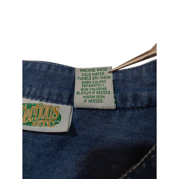 Collections Etc Denim Top Blouse LG Tucks Peasant Western Cowgirl Country‎ Jean - Picture 6 of 6